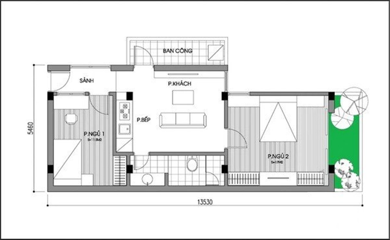 Tư vấn cải tạo giúp căn hộ 60m2 từ 1 thành 2 phòng ngủ - Ảnh 2.